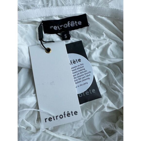 NWT Retrofete One Shoulder Sina Ostrich Feather Bodycon Mini Dress White Small $ - Picture 15 of 15